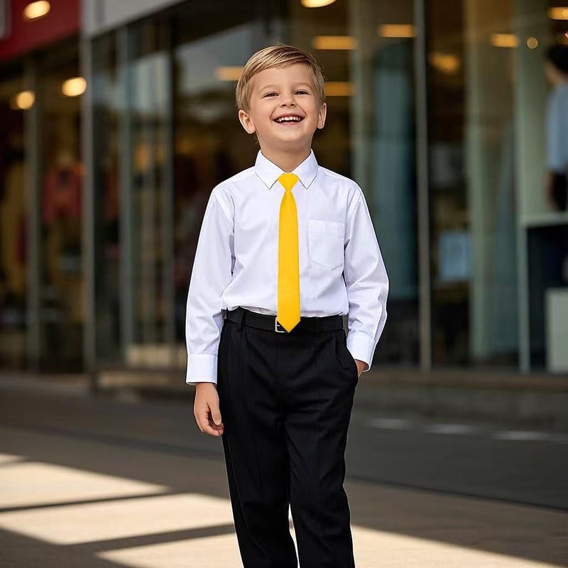RBOCOTT Solid Color Satin Ties for Boys and Kids Pre-tied Adjustable Necktie for Age 8-12 Wedding and School Graduation - Image 3